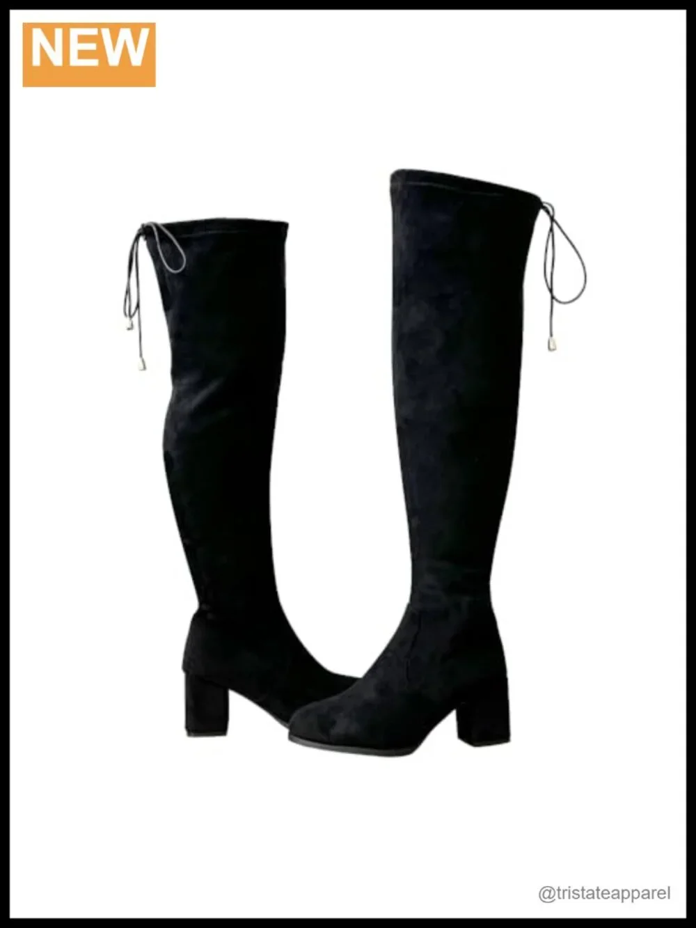 Wide Calf Over Knee Suede Tall Boots Chunky Block Heel Side Zipper